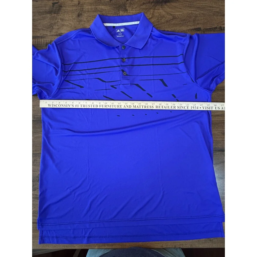 Adidas Golf Mens XL Royal Blue Graphic Stripe Performance Polo Shirt